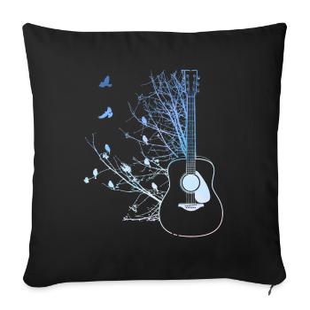 Birds Acoustic Guitar Nature Music Lovers - Sofa pillowcase 17,3'' x 17,3'' (45 x 45 cm) - black - Front