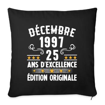25 Ans Anniversaire Vintage Né(e) en Décembre 1997 - Housse de coussin décorative 45 x 45 cm - noir - Devant