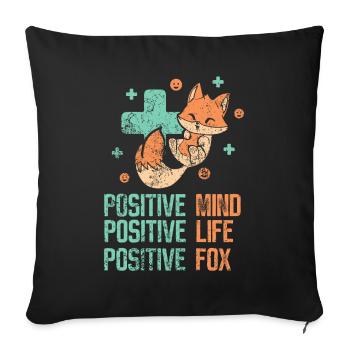 positve mind - positive life - positive fox - Sofakissenbezug 45 x 45 cm - Schwarz - Vorne