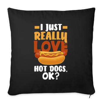 Hot Dog Hot Dogs Liebhaber Geschenk - Sofakissenbezug 45 x 45 cm - Schwarz - Vorne