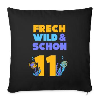 11 Jahre Geburtstag Junge Mädchen Fisch - Sofakissenbezug 45 x 45 cm - Schwarz - Vorne
