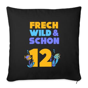 12 Jahre Geburtstag Junge Mädchen Fisch - Sofakissenbezug 45 x 45 cm - Schwarz - Vorne