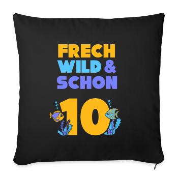 10 Jahre Geburtstag Junge Mädchen Fisch - Sofakissenbezug 45 x 45 cm - Schwarz - Vorne