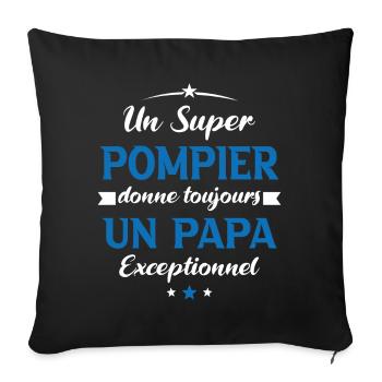Pompier futur papa sapeur pompier anniversaire - Housse de coussin décorative 45 x 45 cm - noir - Devant