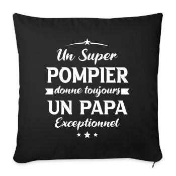 Pompier futur papa sapeur pompier anniversaire - Housse de coussin décorative 45 x 45 cm - noir - Devant