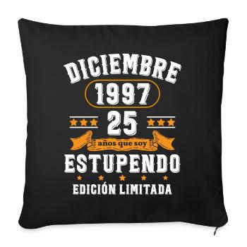 25 Ans Anniversaire Vintage Né(e) en Décembre 1997 - Housse de coussin décorative 45 x 45 cm - noir - Devant