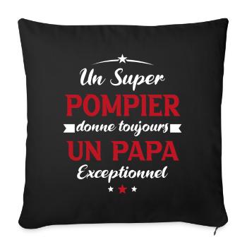 Pompier futur papa sapeur pompier anniversaire - Housse de coussin décorative 45 x 45 cm - noir - Devant
