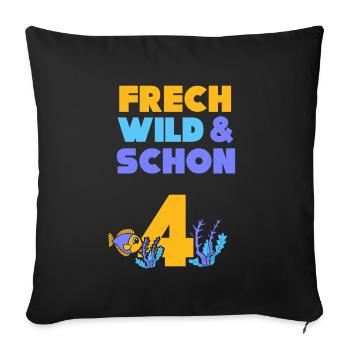 4 Jahre Geburtstag Junge Mädchen Fisch - Sofakissenbezug 45 x 45 cm - Schwarz - Vorne