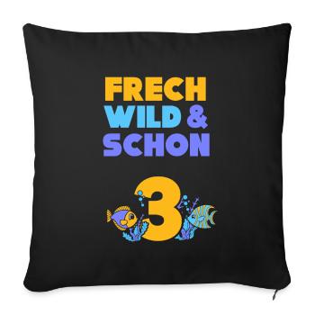3 Jahre Geburtstag Junge Mädchen Fisch - Sofakissenbezug 45 x 45 cm - Schwarz - Vorne