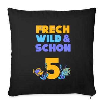 5 Jahre Geburtstag Junge Mädchen Fisch - Sofakissenbezug 45 x 45 cm - Schwarz - Vorne