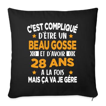Beau gosse et d'avoir 28 ans Cadeau d'anniversaire - Housse de coussin décorative 45 x 45 cm - noir - Devant