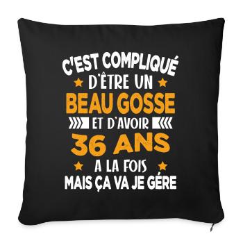 Beau Gosse et D'avoir 36 Ans Cadeau d'anniversaire - Housse de coussin décorative 45 x 45 cm - noir - Devant