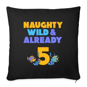 5 Jahre Geburtstag Junge Mädchen Fisch - Sofakissenbezug 45 x 45 cm - Schwarz - Vorne