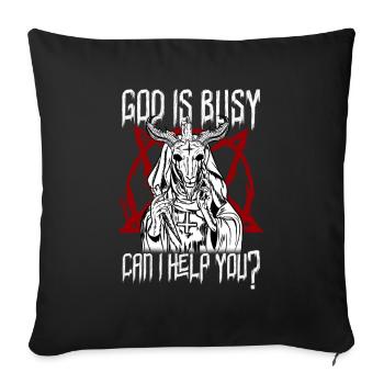 God Is Busy Can I Help You? Baphomet Occult - Sofa pillowcase 17,3'' x 17,3'' (45 x 45 cm) - black - Front