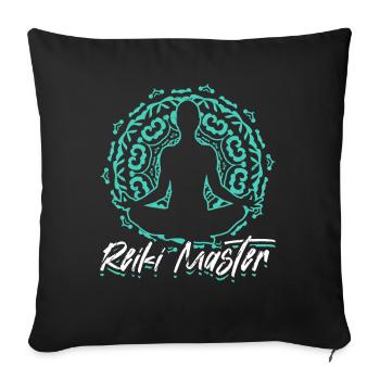 Méditation énergétique du Maître Reiki Spirituel - Housse de coussin décorative 45 x 45 cm - noir - Devant