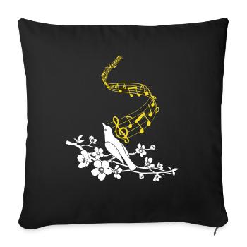Notes de musique Oiseau chanteur mignon - Housse de coussin décorative 45 x 45 cm - noir - Devant