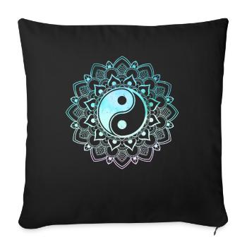 Yin Yang Lotus Mandala Maître Spirituel Reiki - Housse de coussin décorative 45 x 45 cm - noir - Devant