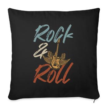 Retro-Rock-and-Roll-Musiker Gitarrist - Sofakissenbezug 45 x 45 cm - Schwarz - Vorne