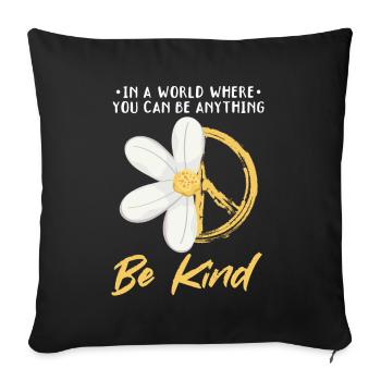 Daisy Signe de Paix Fleur Jardinage Hippie - Housse de coussin décorative 45 x 45 cm - noir - Devant