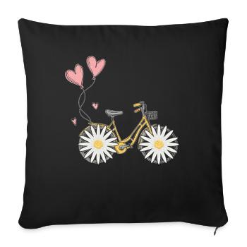Daisy Bike Women Flower Bicycle Garden - Sofa pillowcase 17,3'' x 17,3'' (45 x 45 cm) - black - Front