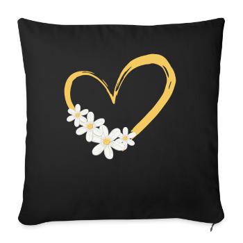 Daisy Flower Heart Women Gardener - Sofa pillowcase 17,3'' x 17,3'' (45 x 45 cm) - black - Front