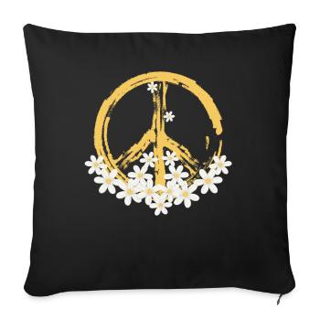 Peace Sign Daisy Hippie Gardening - Sofa pillowcase 17,3'' x 17,3'' (45 x 45 cm) - black - Front