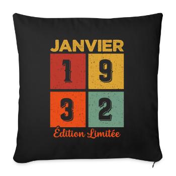 Janvier 1932 Édition limitée - Housse de coussin décorative 45 x 45 cm - noir - Devant