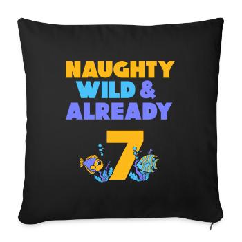 7 Jahre Geburtstag Junge Mädchen Fisch - Sofakissenbezug 45 x 45 cm - Schwarz - Vorne