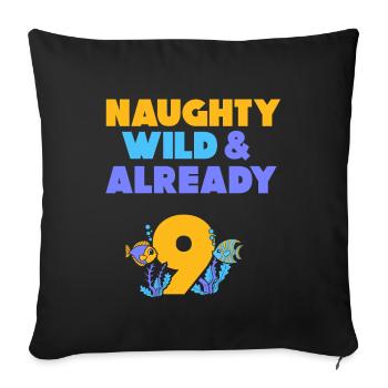 9 Jahre Geburtstag Junge Mädchen Fisch - Sofakissenbezug 45 x 45 cm - Schwarz - Vorne