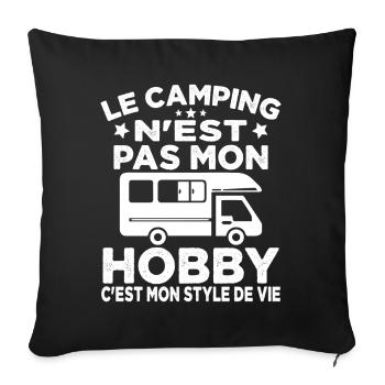 J'aime Camping C'est Mon Style De Vie Camping Car - Housse de coussin décorative 45 x 45 cm - noir - Devant