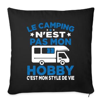 J'aime Camping C'est Mon Style De Vie Camping Car - Housse de coussin décorative 45 x 45 cm - noir - Devant
