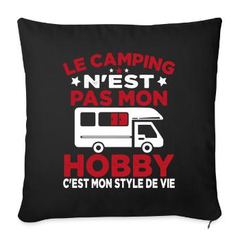 J'aime Camping C'est Mon Style De Vie Camping Car - Housse de coussin décorative 45 x 45 cm - noir - Devant