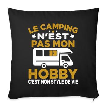 J'aime Camping C'est Mon Style De Vie Camping Car - Housse de coussin décorative 45 x 45 cm - noir - Devant