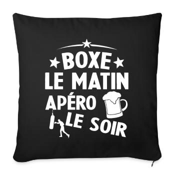 Boxe Le Matin Et Apéro Le Soir Boxing Sport - Housse de coussin décorative 45 x 45 cm - noir - Devant