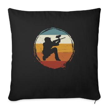 Paintball rétro - Housse de coussin décorative 45 x 45 cm - noir - Devant