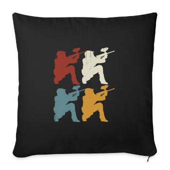 Paintball rétro - Housse de coussin décorative 45 x 45 cm - noir - Devant
