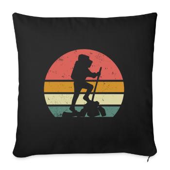 Hiking Hiker Backpack Vintage Sunset - Sofa pillowcase 17,3'' x 17,3'' (45 x 45 cm) - black - Front