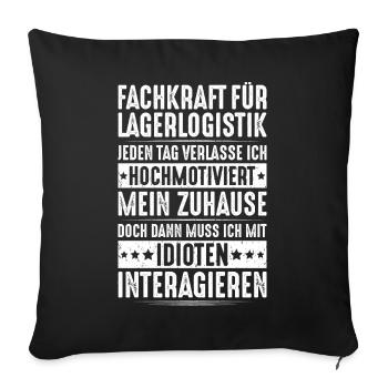 Fachkraft für Lagerlogistik Warehouse Worker Lager - Sofakissenbezug 45 x 45 cm - Schwarz - Vorne