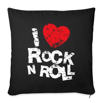 I LOVE ROCK N ROLL. - Sofa pillowcase 17,3'' x 17,3'' (45 x 45 cm) - black - Front