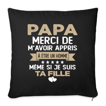 Homme Papa Fête Des Père Humour Cadeau Papa - Housse de coussin décorative 45 x 45 cm - noir - Devant