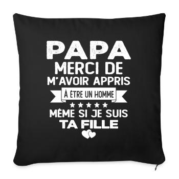 Homme Papa Fête Des Père Humour Cadeau Papa - Housse de coussin décorative 45 x 45 cm - noir - Devant