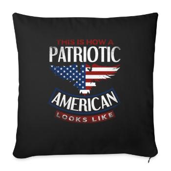 Amérique États-Unis Américain Américain - Housse de coussin décorative 45 x 45 cm - noir - Devant
