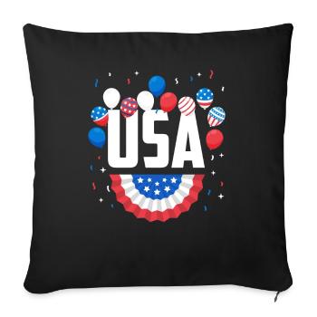 Amérique États-Unis Américain Américain - Housse de coussin décorative 45 x 45 cm - noir - Devant