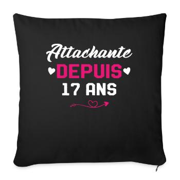 Femme Cadeau Anniversaire 17 ans Fille Humour - Housse de coussin décorative 45 x 45 cm - noir - Devant