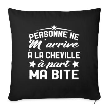 Homme Blague Bite Beauf Cadeau Humour Drôle - Housse de coussin décorative 45 x 45 cm - noir - Devant