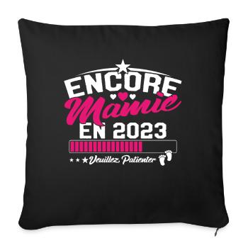 Encore Mamie En 2023 Cadeau Future Grand-mère - Housse de coussin décorative 45 x 45 cm - noir - Devant
