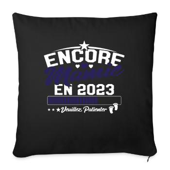Encore Mamie En 2023 Cadeau Future Grand-mère - Housse de coussin décorative 45 x 45 cm - noir - Devant