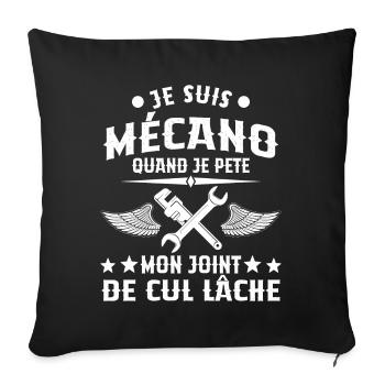 Je Suis Mécano Cadeau Mécanicien - Housse de coussin décorative 45 x 45 cm - noir - Devant