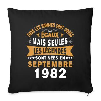 Les légendes sont nées en Septembre 1982 - Housse de coussin décorative 45 x 45 cm - noir - Devant