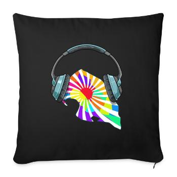 Fehmarn Kopfhörer Musik Bunt - Sofakissenbezug 45 x 45 cm - Schwarz - Vorne